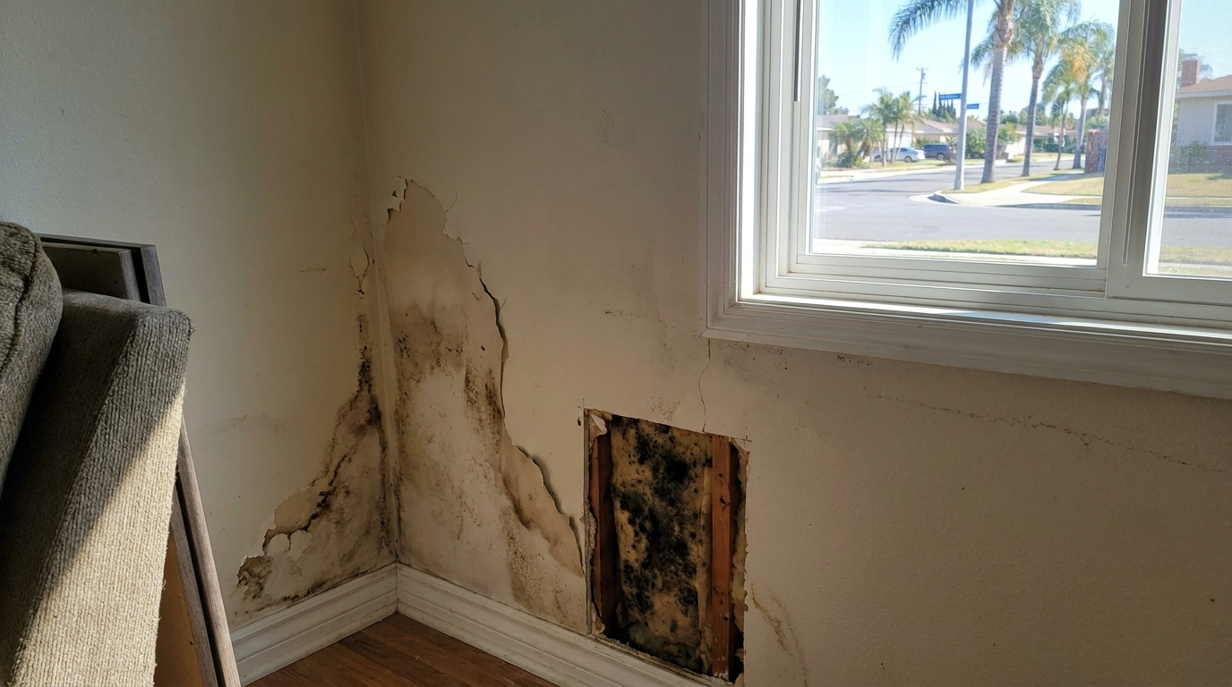 Hidden mold behind walls in Anaheim home causing health and property risks